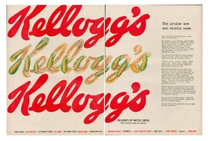 1954 Kellogg's Corn Flakes arroz crujientes cereal anuncio impreso vintage salvado de pasas EE. UU. - Imagen 1 de 8