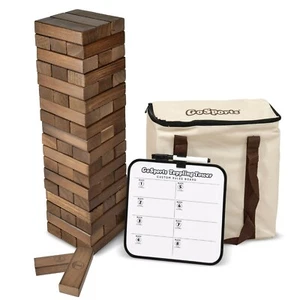 GoSports Large Dark Stain Toppling Tower with Bonus Rules | Grows to over 3' - Picture 1 of 6