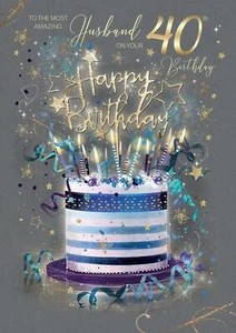 Velas grandes de pastel de tarjetas de lámina de oro con papel de aluminio dorado para mi increíble esposo en tu 40 cumpleaños - Imagen 1 de 2