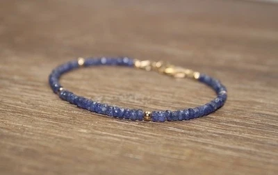 IOLITE Semi Preciosa Septiembre Piedras Preciosas 18k Hecho a Mano Pulsera Joyería Regalo j77 Foto 1 de 4