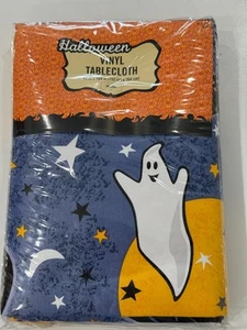 Halloween Vinyl Tablecloth Oblong 60x104 Vintage 2003 Target NEW Ghosts Bats - Picture 1 of 6