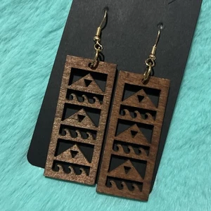 Damen Braun Ohrhänger Stil Holz Ohrringe Cutout Mittel Leicht Modeschmuck - Bild 1 von 6