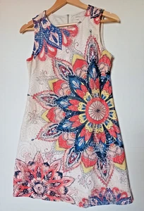 Apricot Mini Dress White Multi Colour Lace Crochet sleeveless shift size 10 - Picture 1 of 15