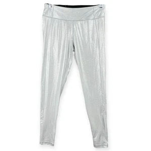 Victoria Sport Knockout Leggings Women's M Silver Metallic Stretch Activewear - Picture 1 of 8