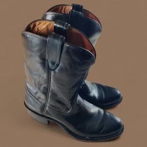 Vintage Acme Womens Size 7 B Dark Cracked Leather Rodeo USA Made Roper Boots - Picture 1 of 10