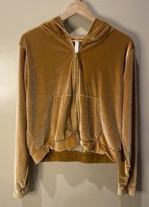 Fabletics Zip Hoodie Women’s XL Gold Velour Zip Up Hoodie Jacket Athleisure Gym - Picture 1 of 5
