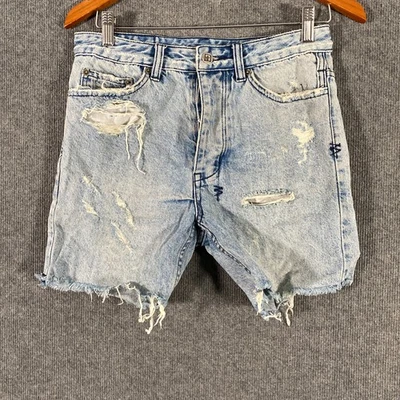 Ksubi Shorts Mens 28 Blue Denim Bermuda Stone Wash Fitted Skinny Distressed I8 - image 1 of 4