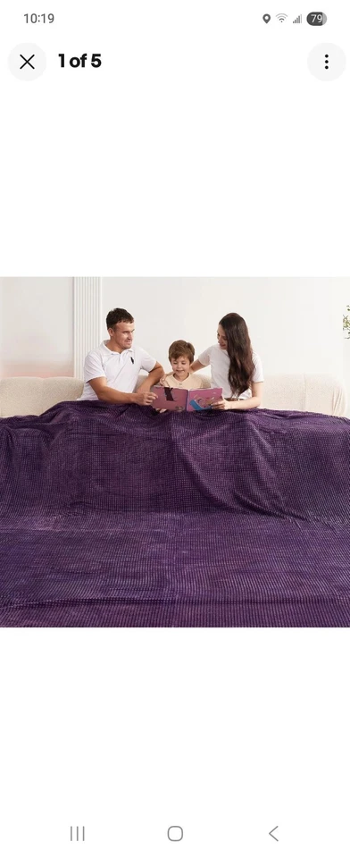 Extra Large 120x120 King Size Blanket – Ultra Soft 3D Purple Waffle Fleece Throw - Image 1 of 1