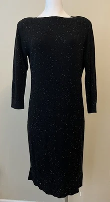 LOFT Lounge Sweater Dress Size Small Black Speckled 3/4 Sleeve Knit Pullover - Image 1 of 4
