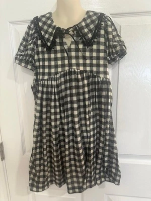 Bonnie Jean Size 8 Girls Black & Gray Plaid Short Sleeve Sparkle Dress - Image 1 of 4