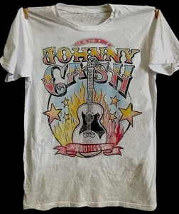 T-shirt uomo Johnny Cash 100% cotone banda musicale country taglia 2XL bianca - Foto 1 di 1