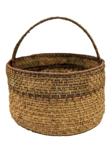 Iroquoian Mowhawk Handled Basket Firm Sides 5.75 in. Diameter X6 in. High 1960s - Picture 1 of 11