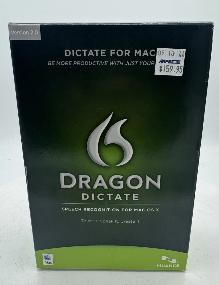 Dragon Dictate 2.0 Speech Recognition Software Mac OS X Nuance w/ Microphone - Image 1 of 4