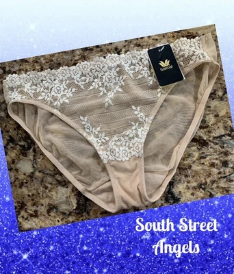 Bragas de bikini wacoal 64391 naturalmente nude blanco abrazo encaje semi transparente medianas Foto 1 de 4