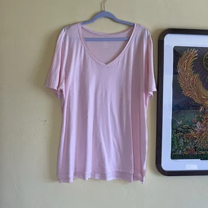 Member's Mark Damen Essential V-Neck Short Sleeve Tee XXXL Pink - Bild 1 von 3