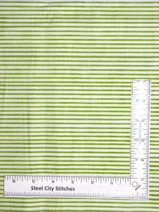 Loralie Lazy Stripe Fabric 9" X 44" Piece Green White Cotton Loralie Designs - Picture 1 of 1