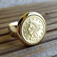 Vintage Ring, Coin Dollars Liberty ,14 Yellow Gold ,Wedding Coin Ring