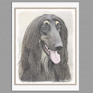 6 tarjetas de felicitación con notas artísticas negras en blanco y negro de perro sabueso afgano - Imagen 1 de 1