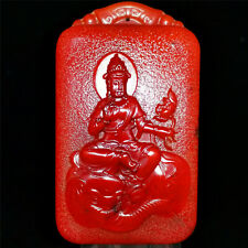 Chinese red hetian jade Jadeite hand-carved pendant  necklace statue bodhisattva