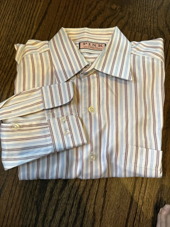 Camisa de vestir Thomas rosa 16 1/2 bolsillo izquierdo en el pecho Foto 1 de 4