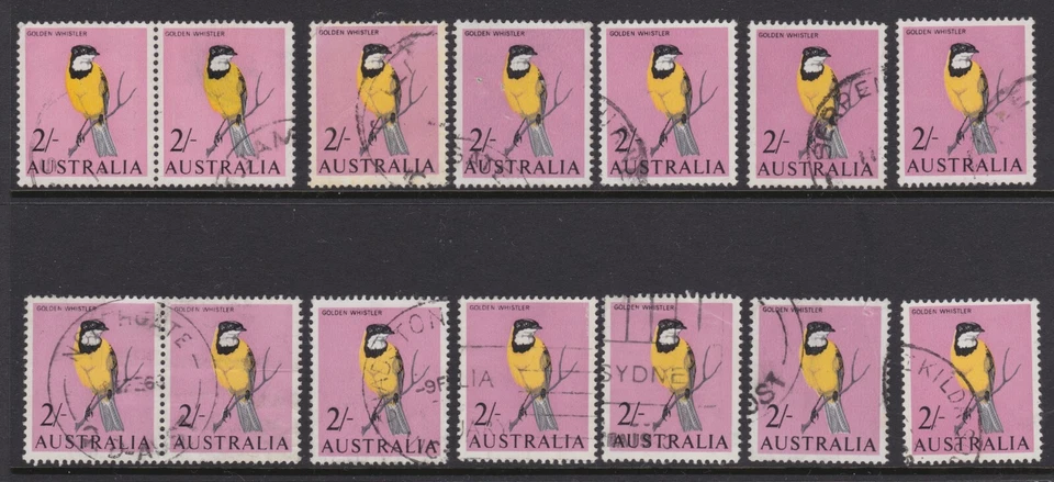 1964 Pre-Decimal Bird 2/- Golden Whistler Used Lot x 14 - Image 1 of 1