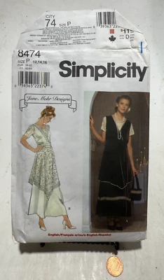 Sleeveless Dress W/ Overlay, Top Sizes: 12-16 + Purse Simplicity 8474 Pattern - Image 1 of 4
