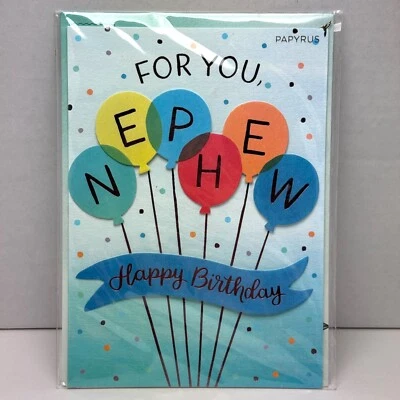 Papyrus NEPHEW HAPPY BIRTHDAY Card & Envelope — Balloons Thinking of You Love - Image 1 of 4