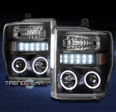 PARA FORD F250 F350 SUPER DUTY HALO 2008-2010 LED NEGRO PROYECTOR FARO Foto 1 de 4