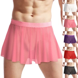Mens Miniskirt See-Through Underwear Sheer Skirt Lace Erotic Party Lingerie Hot - Picture 1 of 26