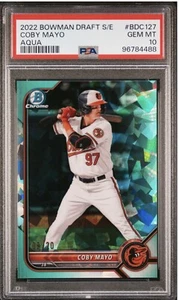 2022 Bowman Draft Chrome Coby Mayo AQUA SAPPHIRE RC /20 Baltimore Orioles PSA 10 - Picture 1 of 2