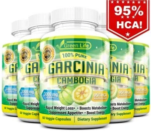 5x NATURAL GARCINIA CAMBOGIA 95% HCA Diet Weight Loss Fat Burner 3000mg Veggie - Picture 1 of 4