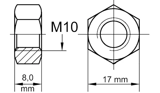 DIN934 Sechskantmutter Messing - blank,  M2-M42 ISO4032 Messingmutter rostfrei  - Bild 1 von 1