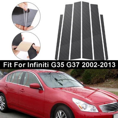 Carbon Fiber Pillar Posts Door Side Window Trim For Infiniti G35 G37 2002-2013 - Imagem 1 de 4