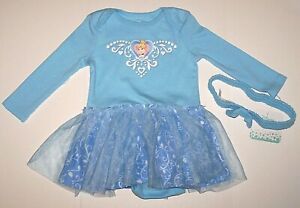 Disney Princess Bodysuit One-piece Cinderella Halloween Blue Costume New Baby