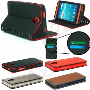 NEW STYLISH DESIGN SLIM LEATHER FLIP WALLET CASE COVER + Free Glass Protector - Picture 1 of 25