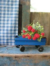 Antique Metal Toy Farm Wagon Original Blue Paint Free Shipping