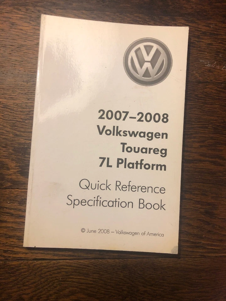 VW Touareg 2007-2008 manual de especificaciones de referencia rápida Foto 1 de 1
