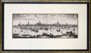 Merian, Rostochium (Rostock). [Original Kupferstich gerahmt / original copper en - Picture 1 of 2
