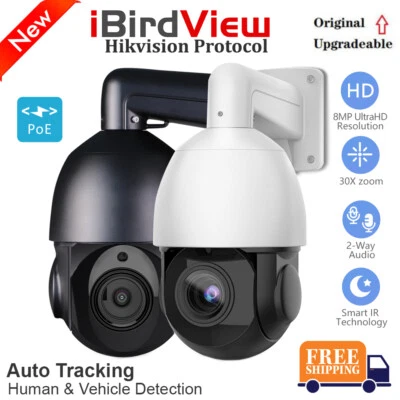 Telecamera IP cupola PTZ zoom 30x compatibile Hikvision 4K 8MP 30x conversazione esterna POE a 2 vie - Immagine 1 di 4