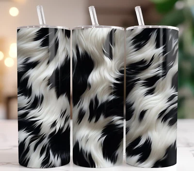 Vaso de acero inoxidable de 20 oz - Regalo para amante de los animales de piel con estampado de vaca Foto 1 de 4