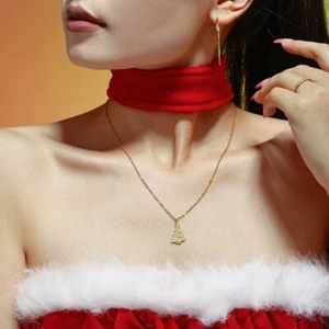 Woman 18K Gold Plated Starry Xmas Tree Pendant Chain Necklace Gifts - Picture 1 of 5