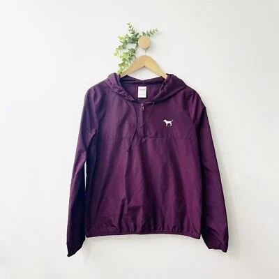Victoria's Secret ROSA Nylon Cortavientos Púrpura Profundo Pullover con Capucha Talla XS-S Foto 1 de 4
