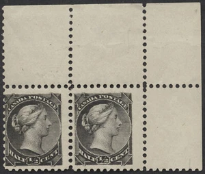 Canada #34vii 1/2c Small Queen Major Re-entry 1R10 In Pair Mint OG NH - Picture 1 of 4