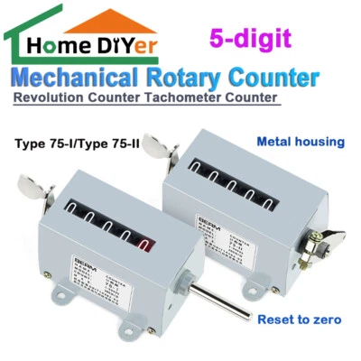 5-digit Mechanical Rotary Counter Revolution Counter Tachometer Counter 75-1 - Image 1 of 4