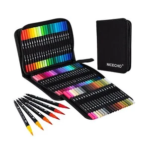 Nicecho Art Markers Dual Brush Pens For Kids Adult Coloring Book Drawing 60 Pcs - Picture 1 of 7
