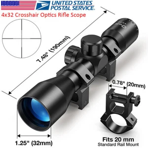 CVLIFE 4X32MM RIFLE SCOPE Crosshair Optics Hunting Gun Scope Fits For 20mm Mount - Picture 1 of 12