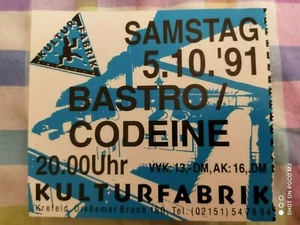 BASTRO & CODEINE live gig Ticket 05.10.1991 KuFa Krefeld Germany Karte Konzert  - Bild 1 von 1
