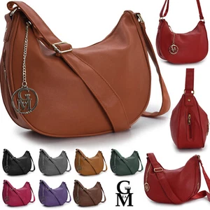Borsa donna GM MILANO mezzaluna barca pelle tracolla capiente tasche multi zip - Imagen 1 de 19
