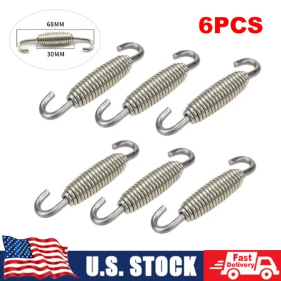 Silver Universal Motorcycle Exhaust Muffler Pipe Stainless Steel Swivel Springs - Image 1 of 4