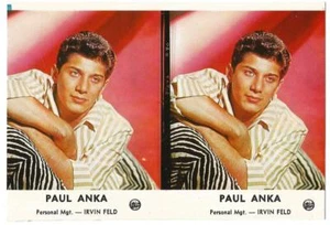 RARA TARJETA(S) DOBLE CLUB DE FANS PAUL ANKA SIN CORTAR - Imagen 1 de 1
